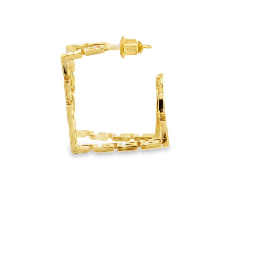 Geometric Yellow Gold Hoop Earrings