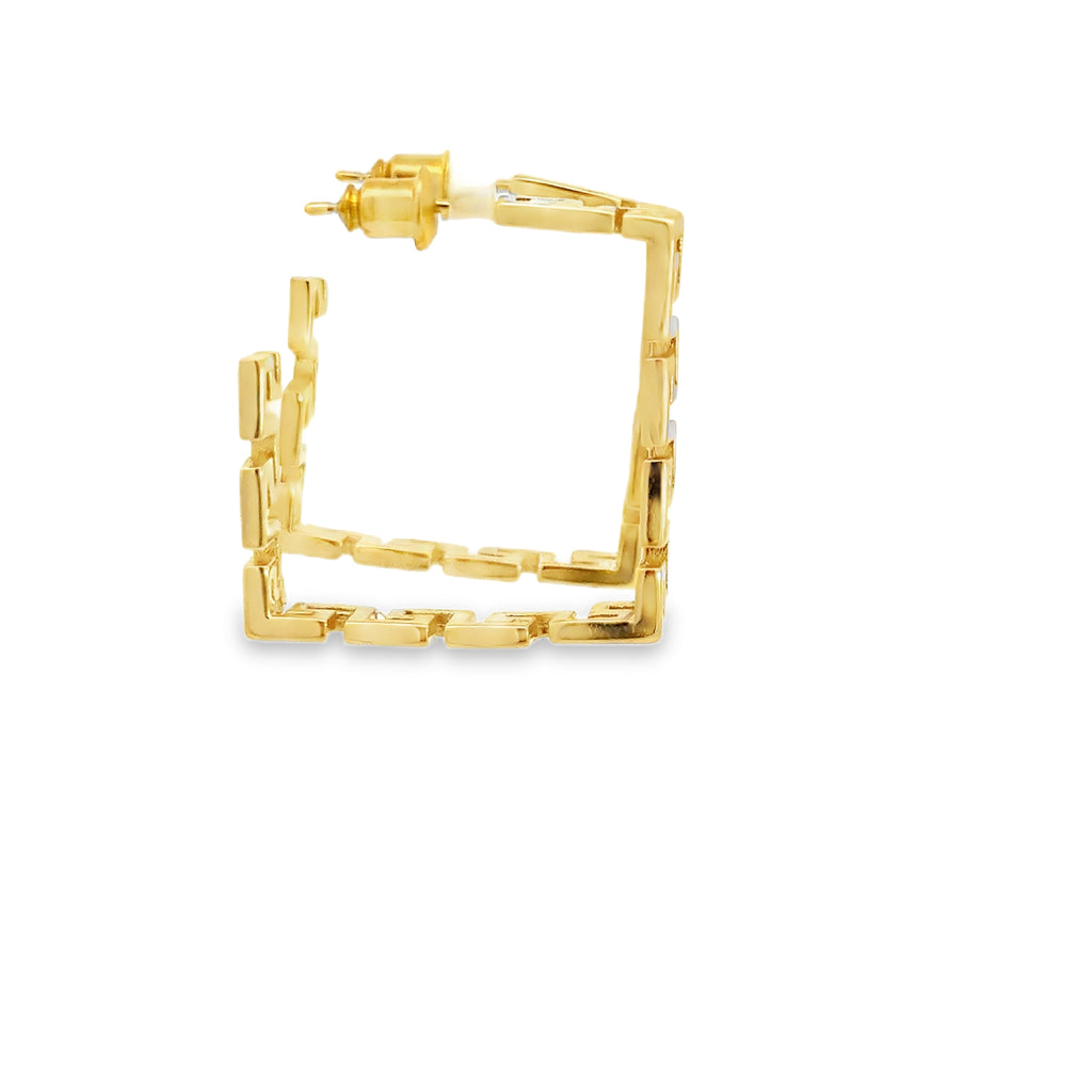 Geometric Yellow Gold Hoop Earrings