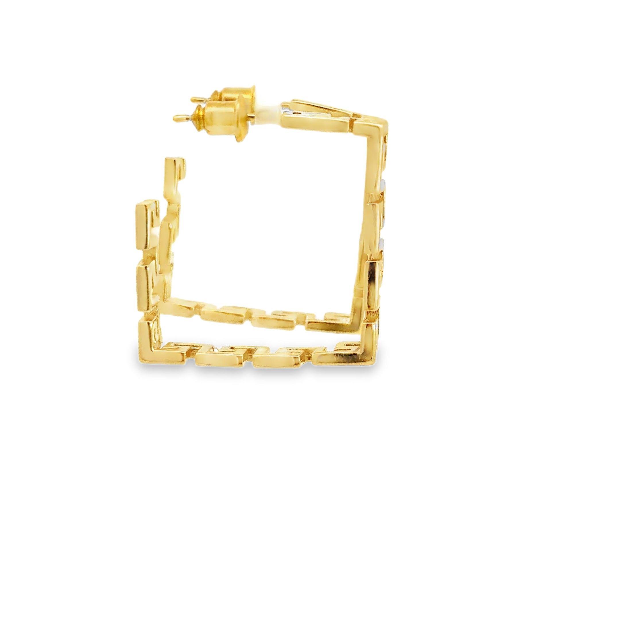 Geometric Yellow Gold Hoop Earrings
