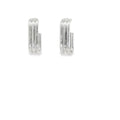 Minimalist Parallel Bar Silver Hoop Earrings in White Gold