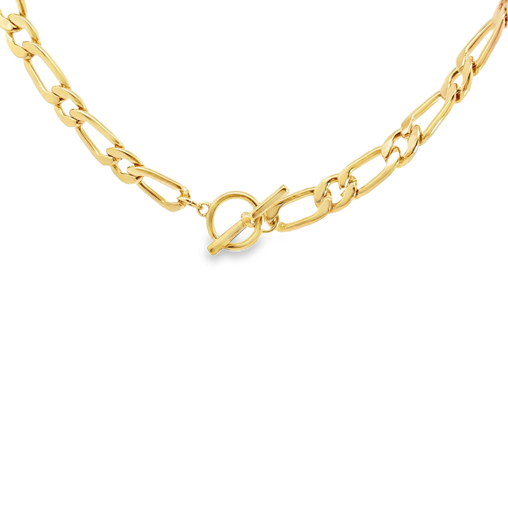 Statement Yellow Gold Chain Necklace with T-Bar Clasp