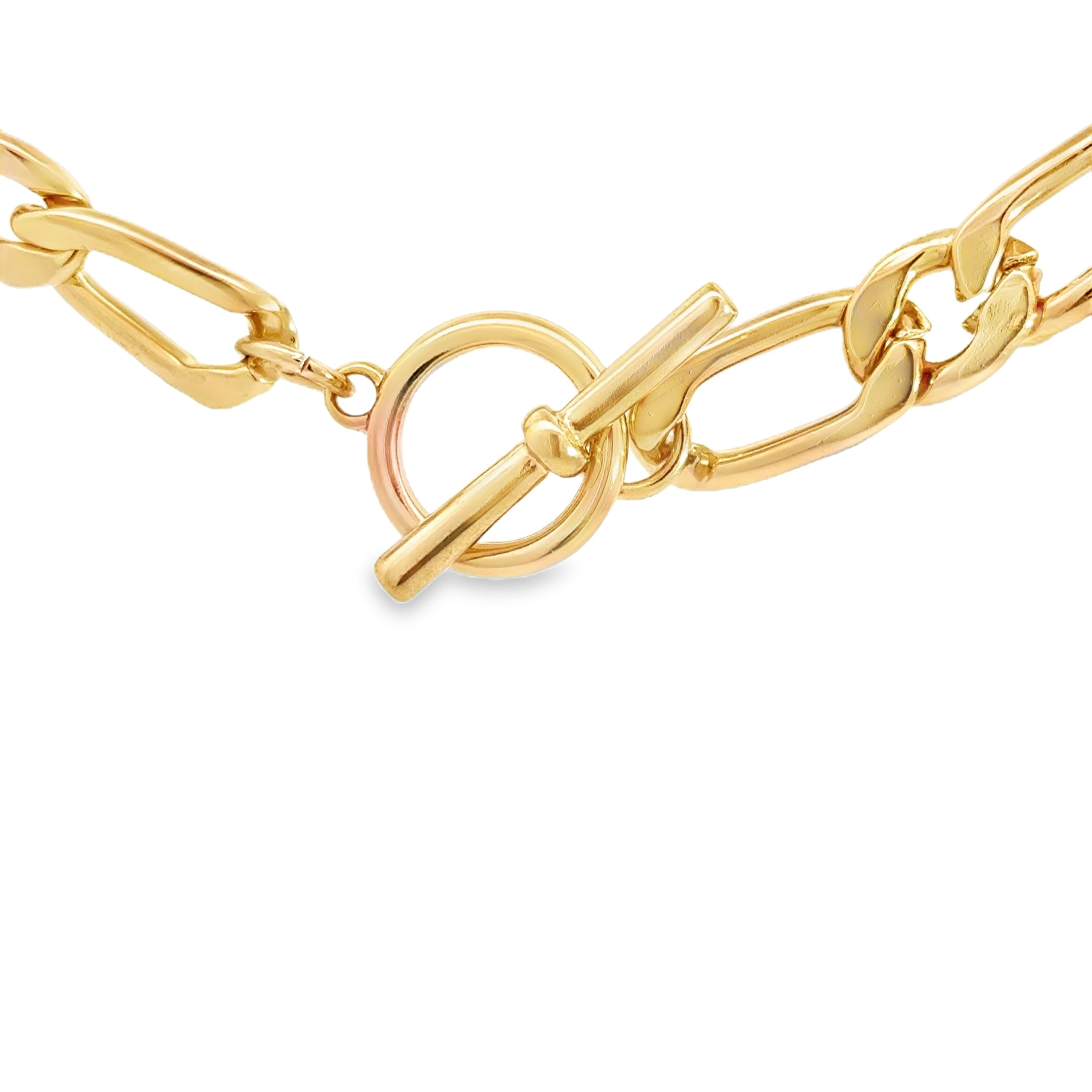Statement Yellow Gold Chain Necklace with T-Bar Clasp