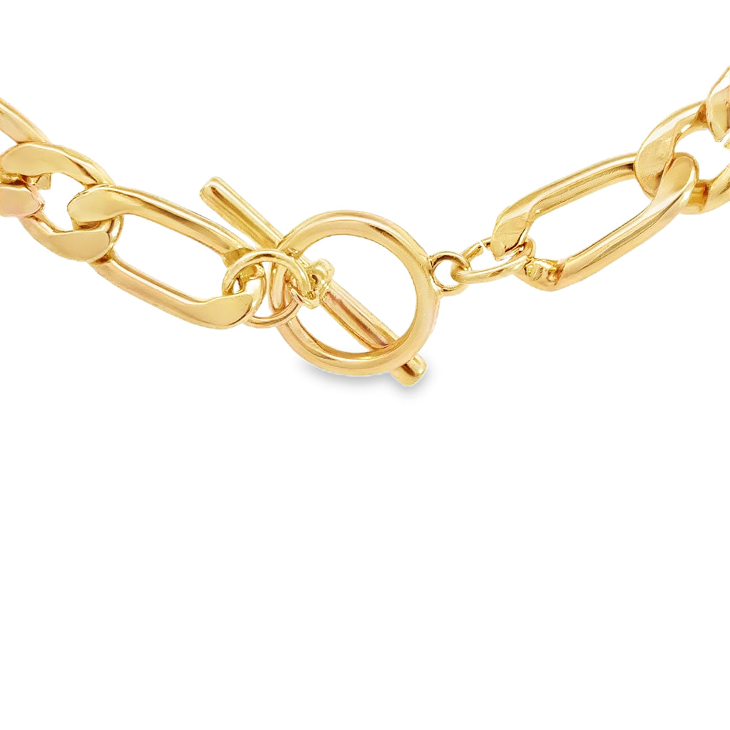 Statement Yellow Gold Chain Necklace with T-Bar Clasp