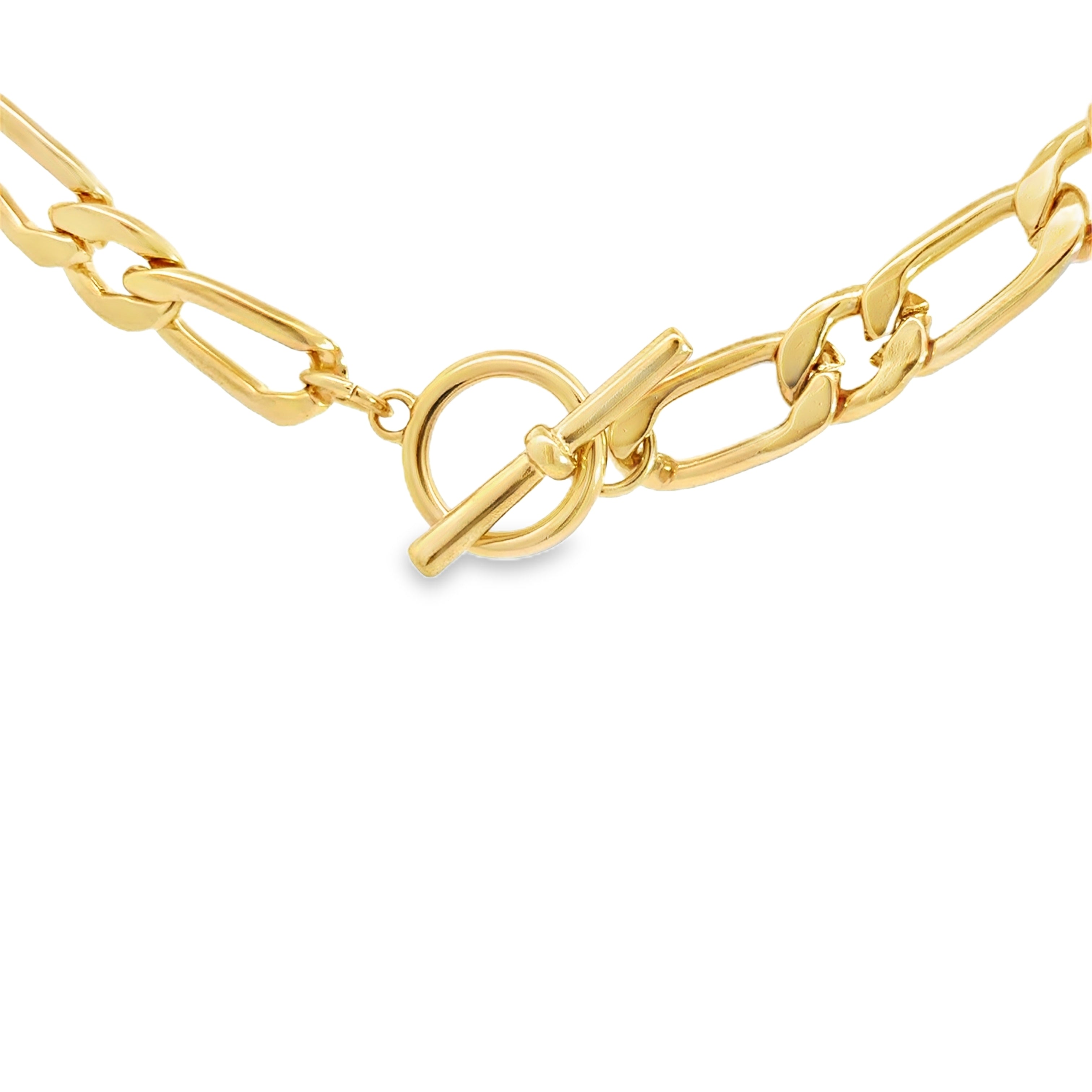 Statement Yellow Gold Chain Necklace with T-Bar Clasp
