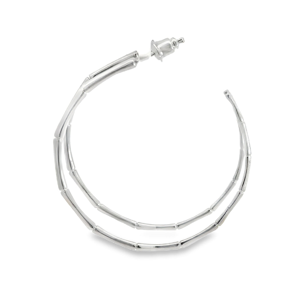 Sterling Silver Bamboo Hoop Earrings