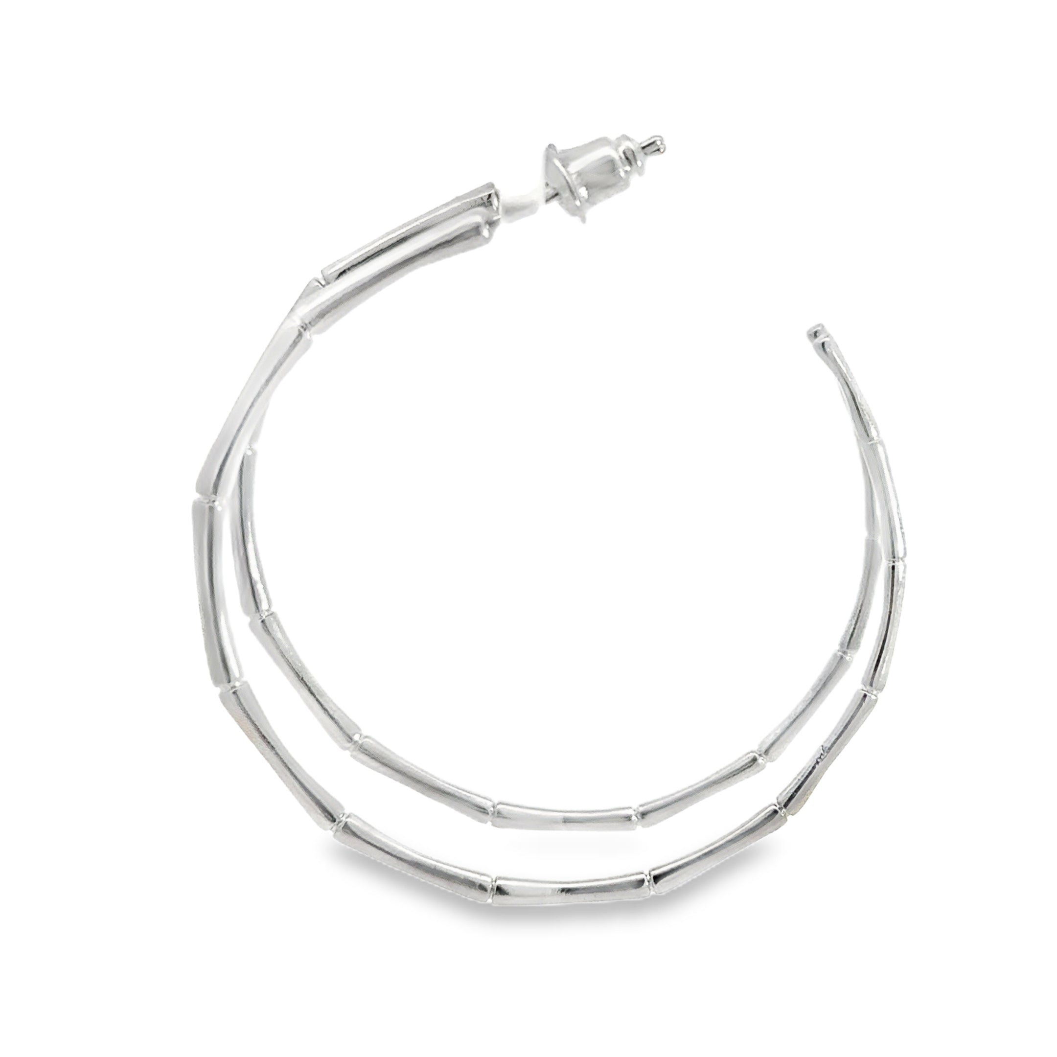 Sterling Silver Bamboo Hoop Earrings