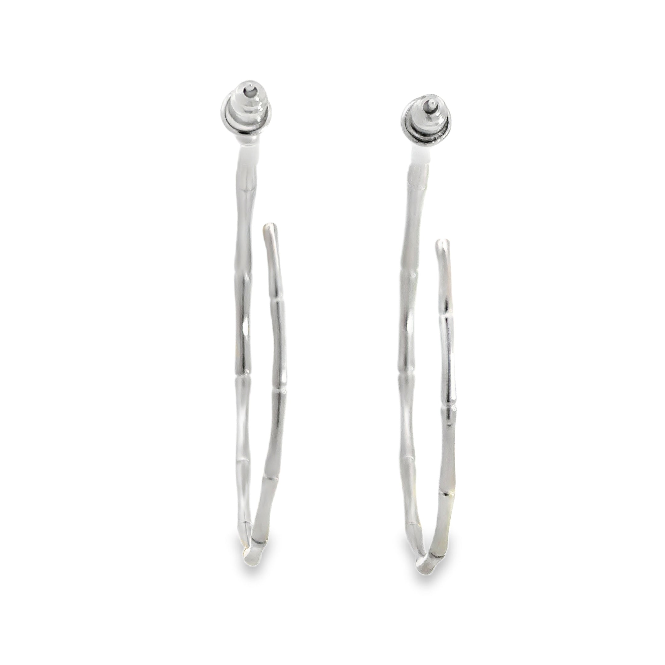 Sterling Silver Bamboo Hoop Earrings