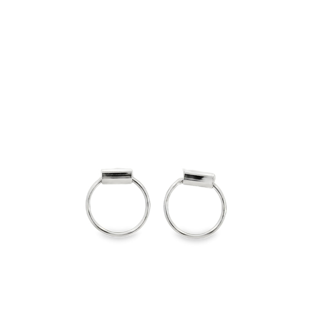 Sleek White Gold Hoop Earrings in Silver