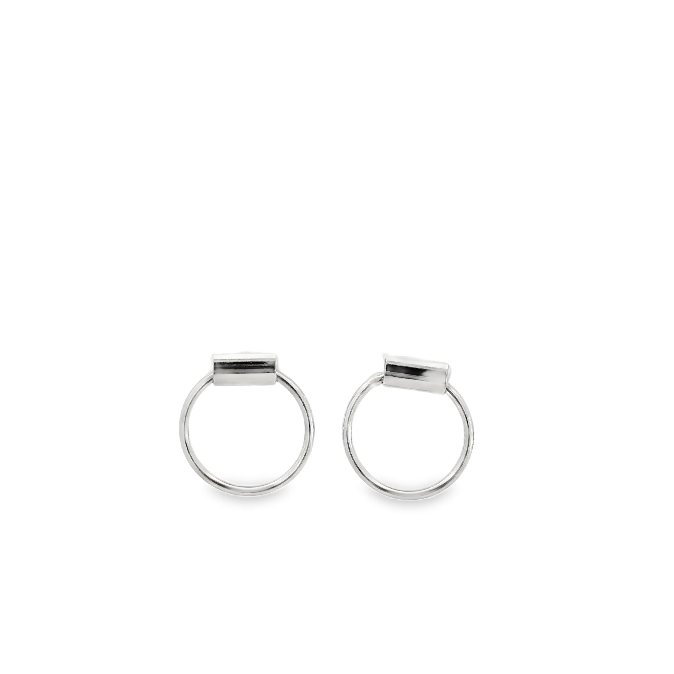 Sleek White Gold Hoop Earrings in Silver