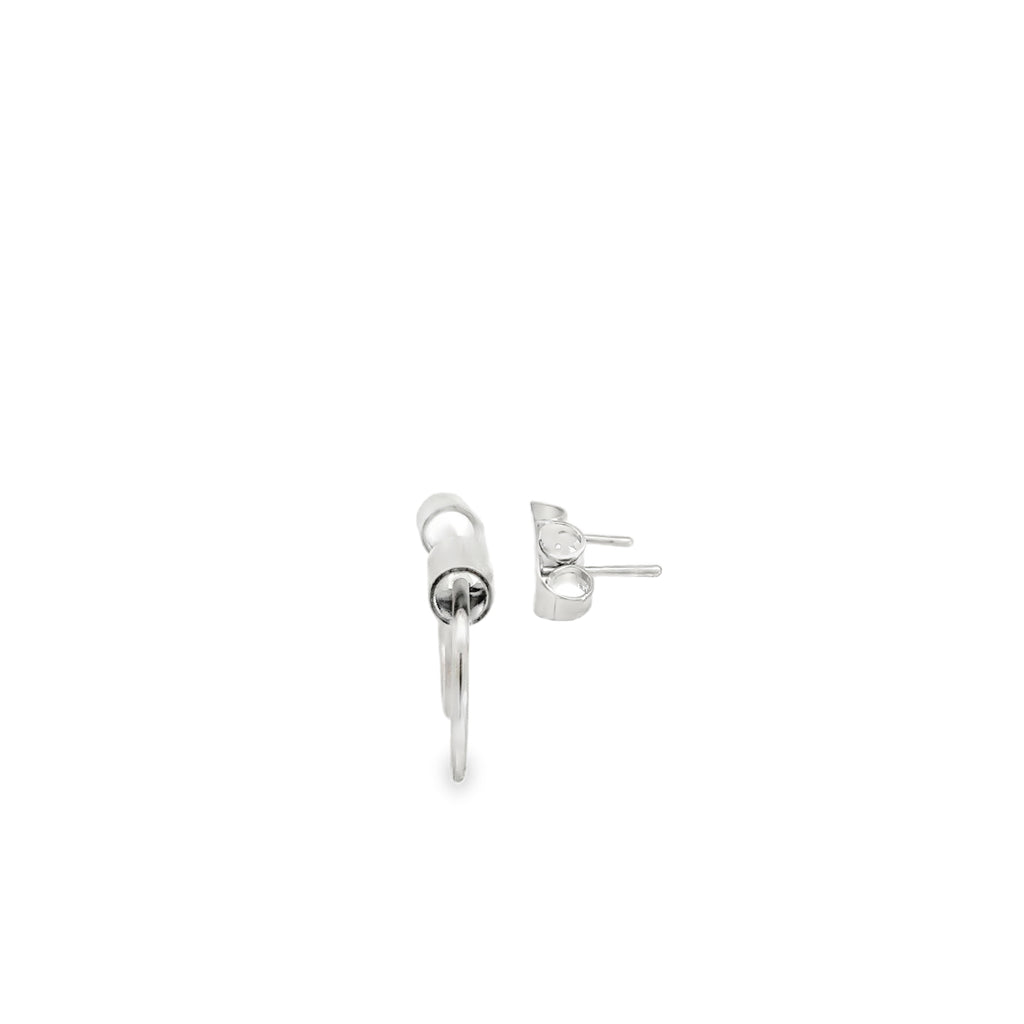Sleek White Gold Hoop Earrings in Silver