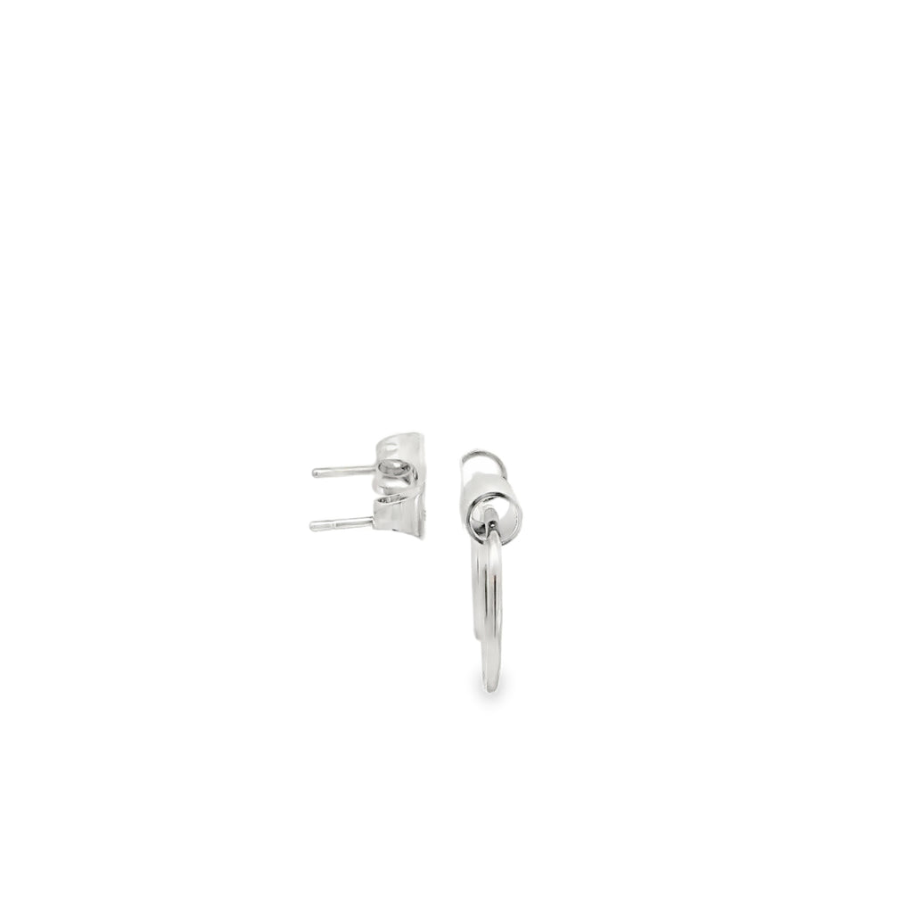 Sleek White Gold Hoop Earrings in Silver