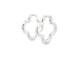 Clover-Shaped Silver Hoop Earrings in White Gold