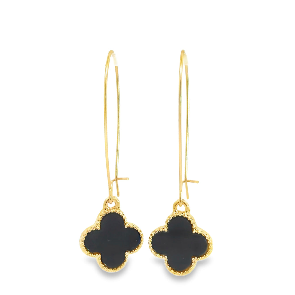 Yellow Gold Clover Dangle Earrings