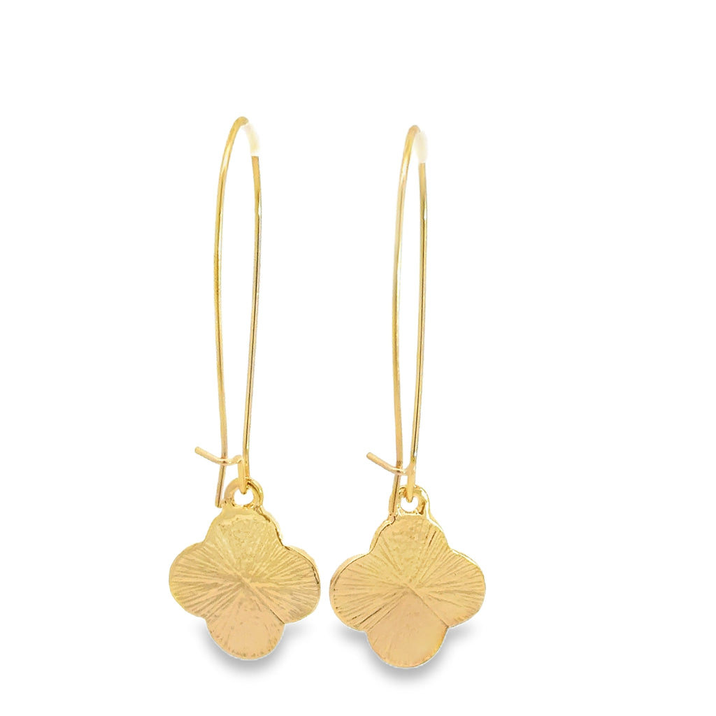 Yellow Gold Clover Dangle Earrings