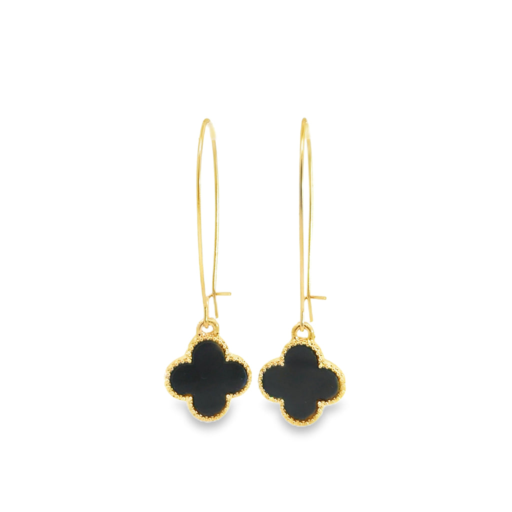 Yellow Gold Clover Dangle Earrings