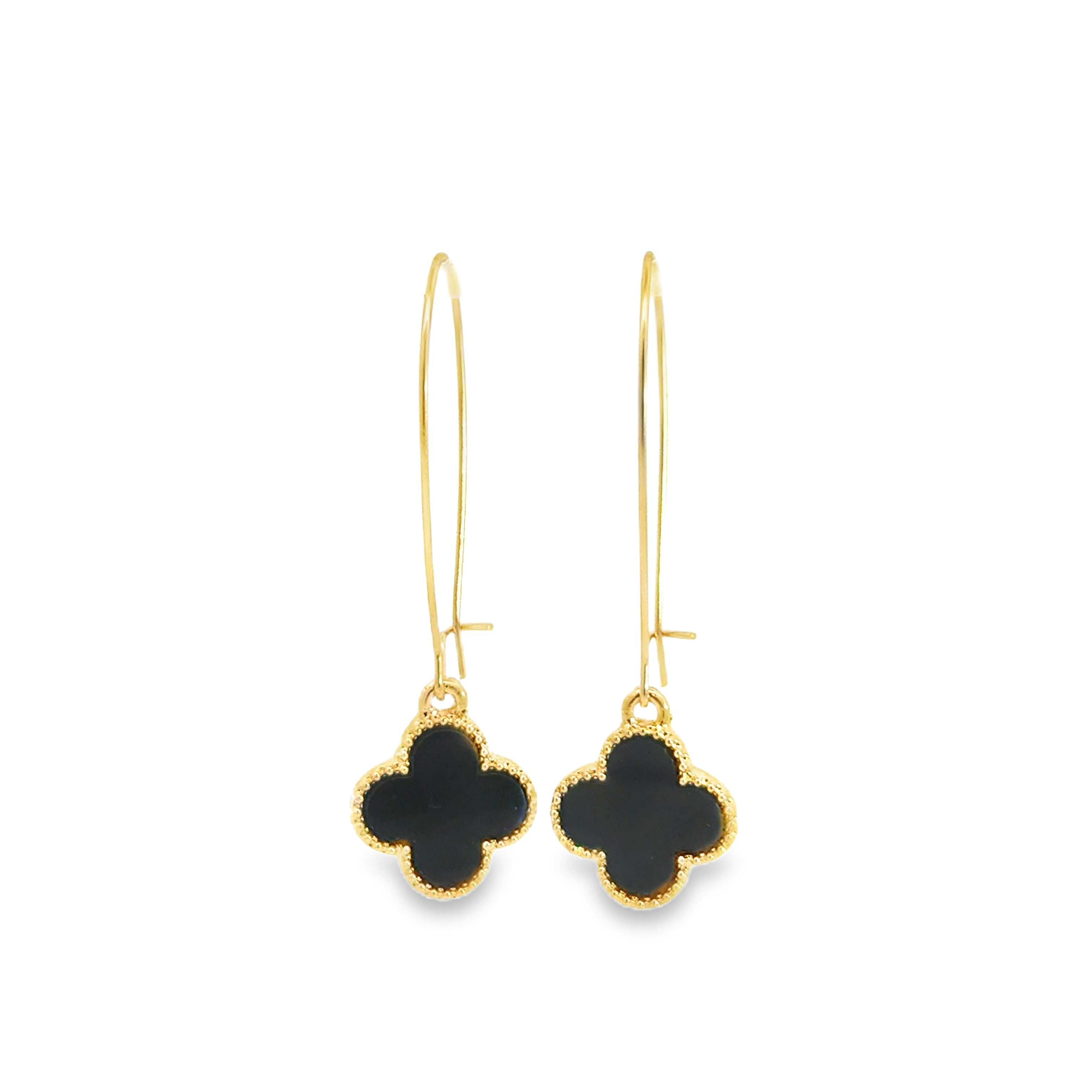 Yellow Gold Clover Dangle Earrings