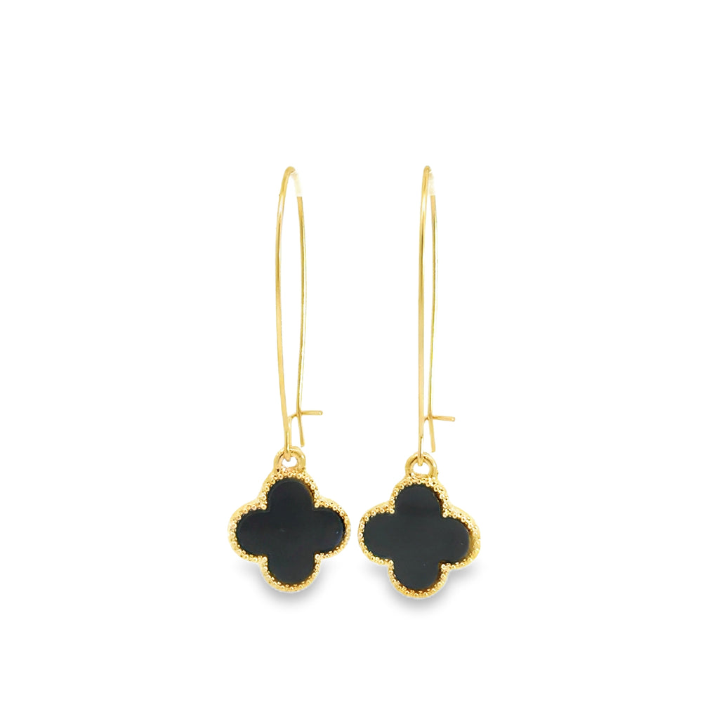 Yellow Gold Clover Dangle Earrings