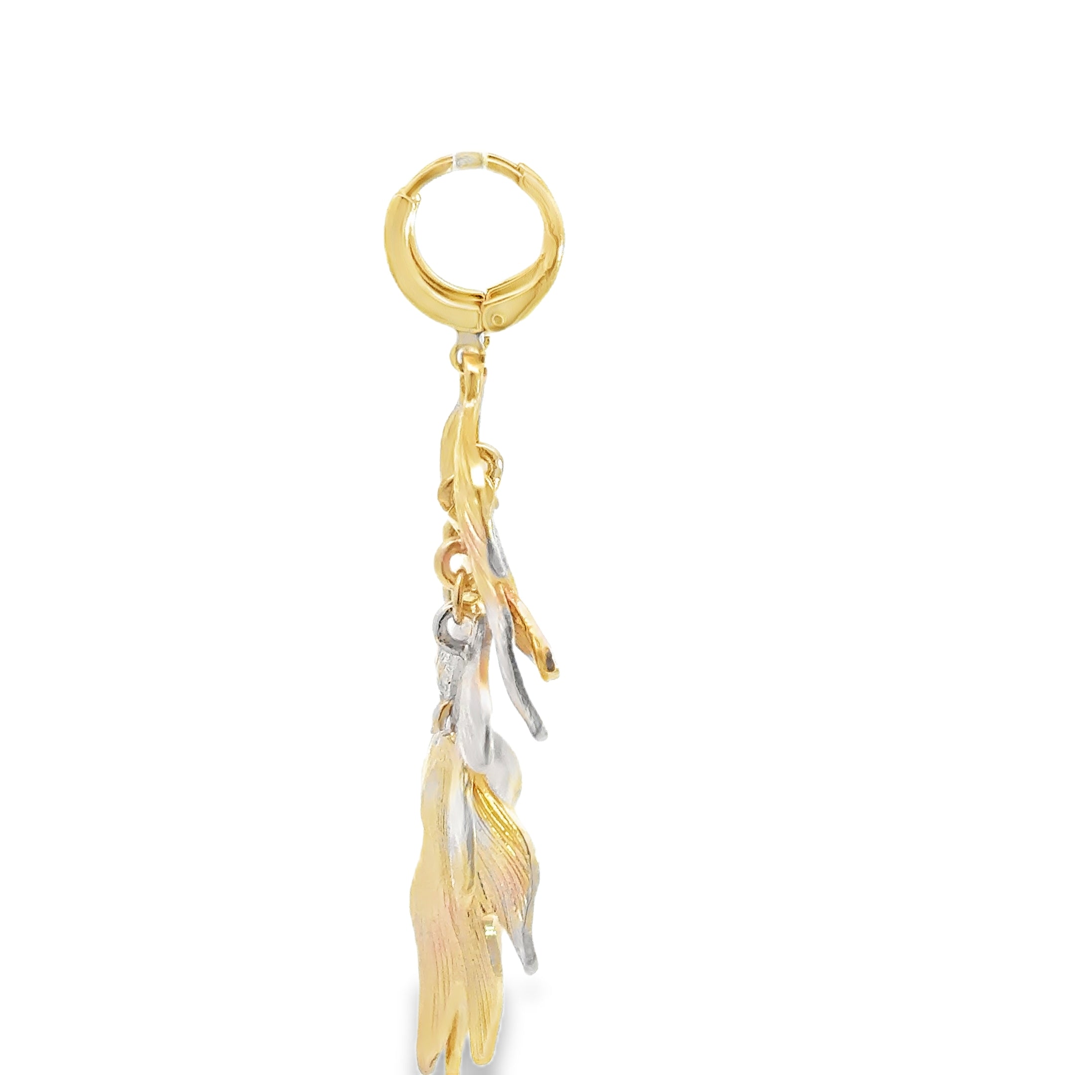Yellow Gold Cascading Leaf Dangle Earrings