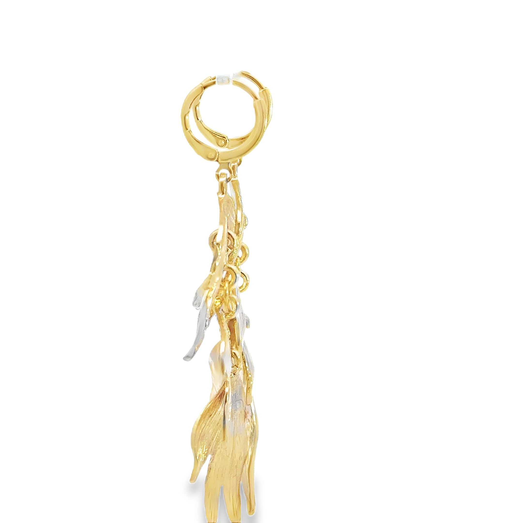 Yellow Gold Cascading Leaf Dangle Earrings