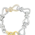 Silver Chain Bracelet with Round Cut Diamond Knot Accents in Yellow Gold