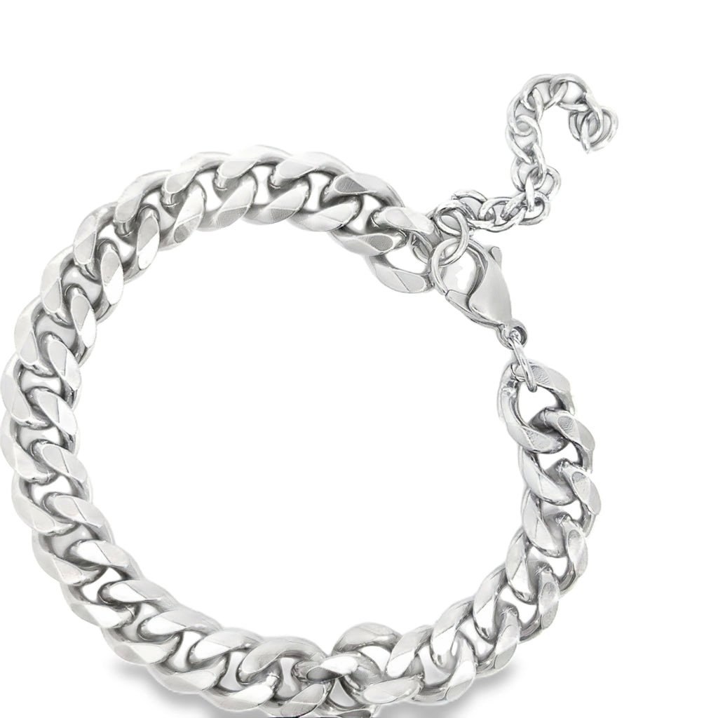 Silver Chain Bracelet for Men or Women in White Gold Finish