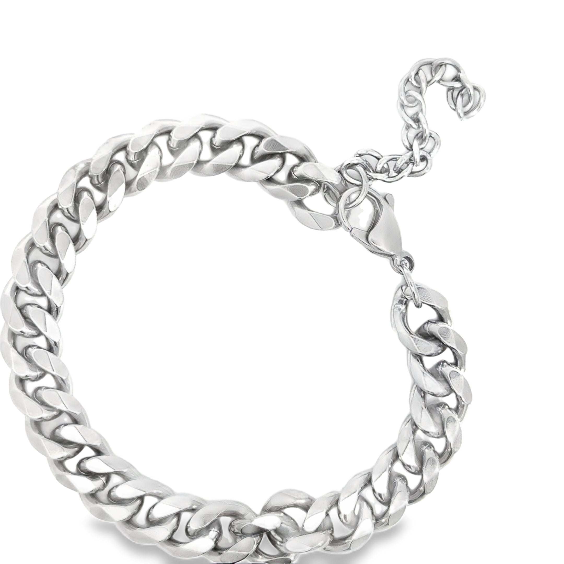 Silver Chain Bracelet for Men or Women in White Gold Finish