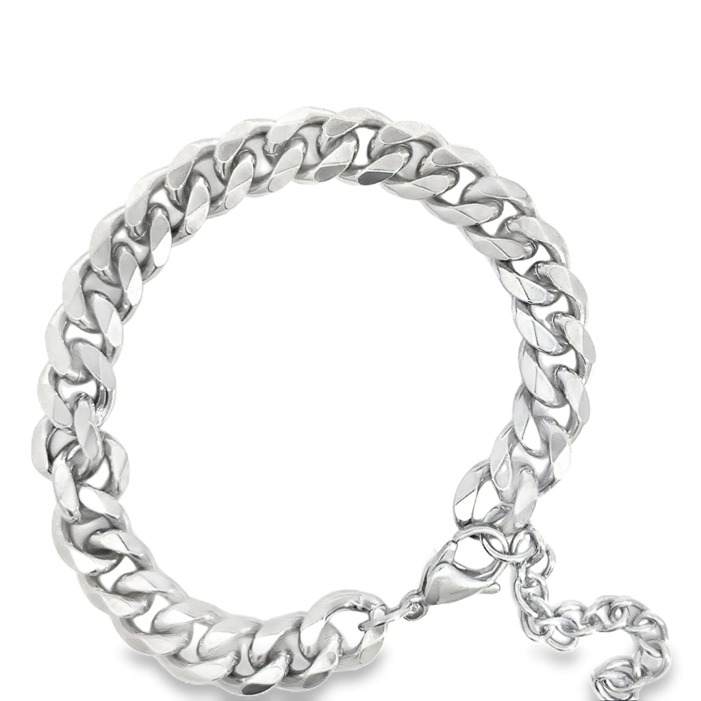 Silver Chain Bracelet for Men or Women in White Gold Finish