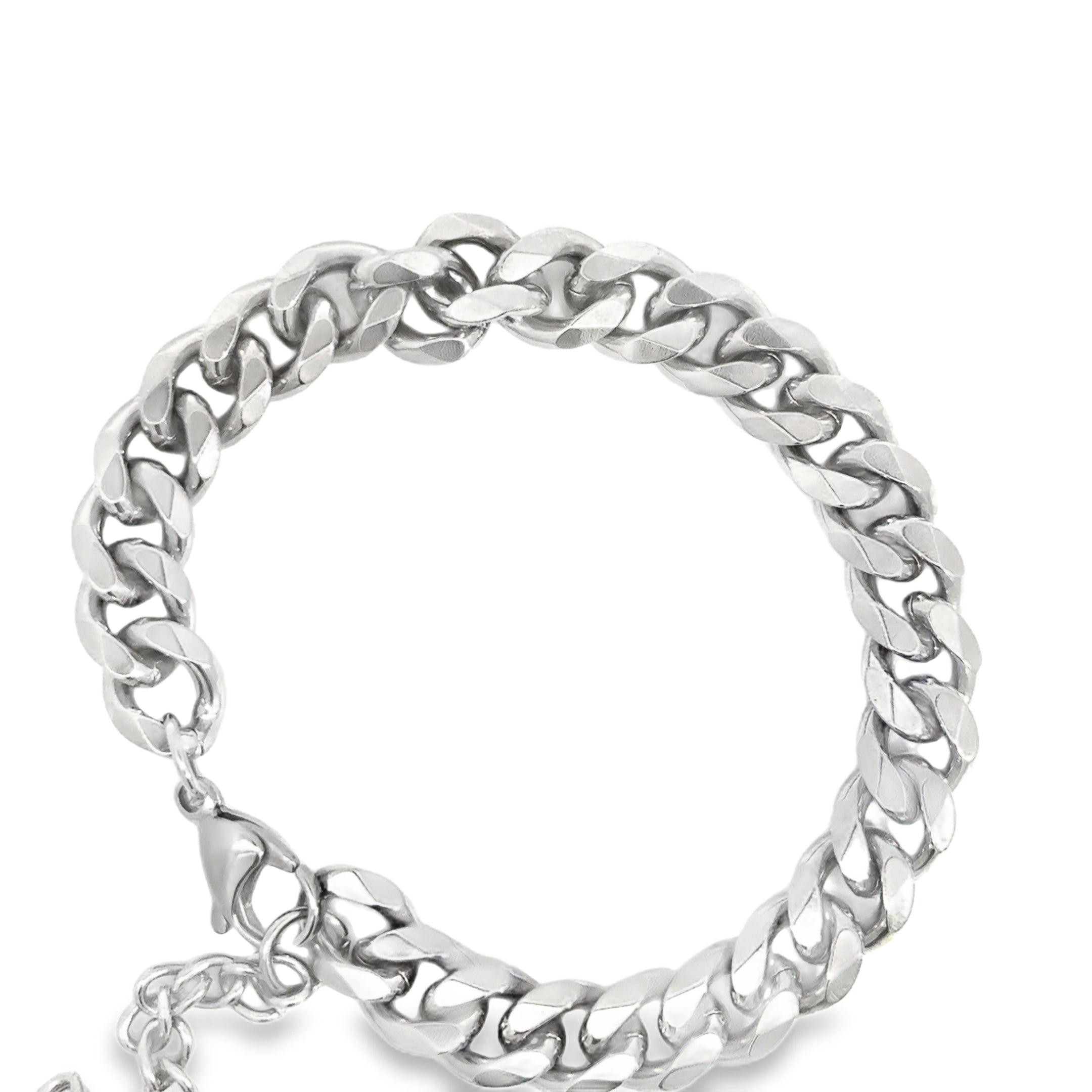 Silver Chain Bracelet for Men or Women in White Gold Finish