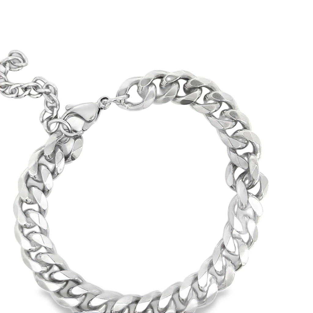 Silver Chain Bracelet for Men or Women in White Gold Finish