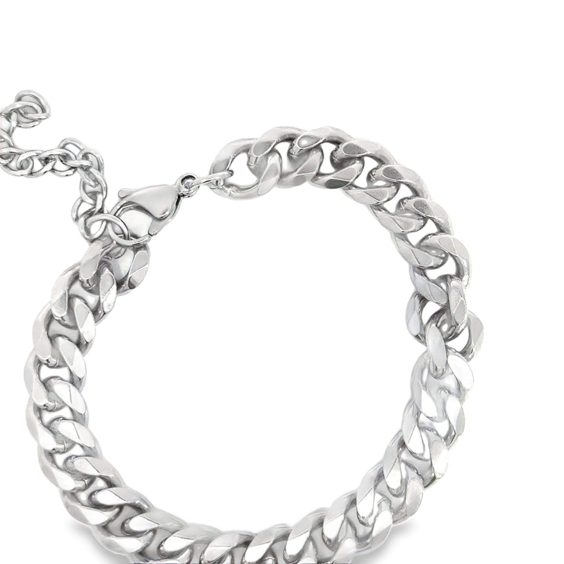 Silver Chain Bracelet for Men or Women in White Gold Finish