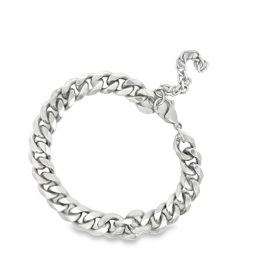 Silver Chain Bracelet for Men or Women in White Gold Finish