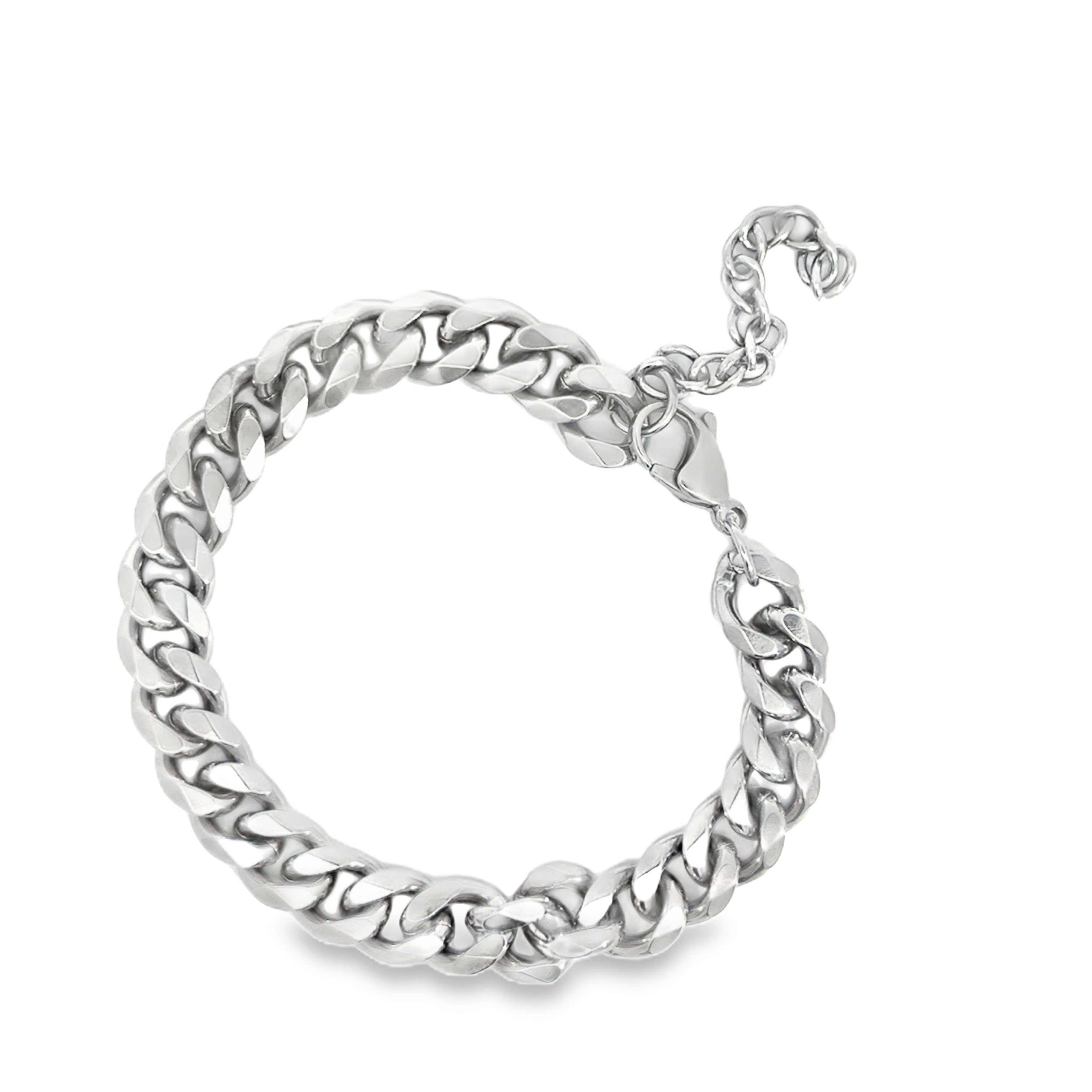 Silver Chain Bracelet for Men or Women in White Gold Finish