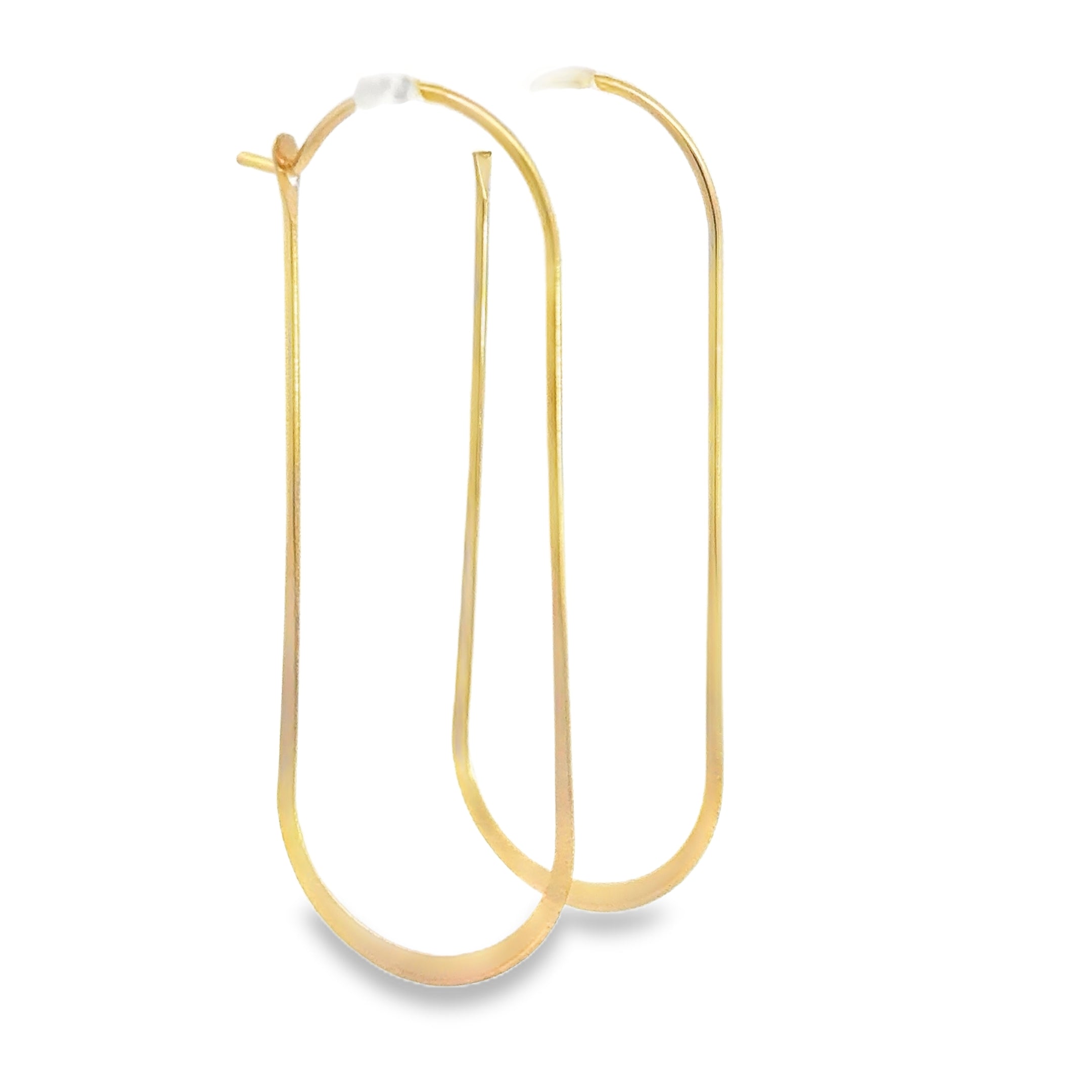 Minimalist Yellow Gold Elongated Hoop Earrings