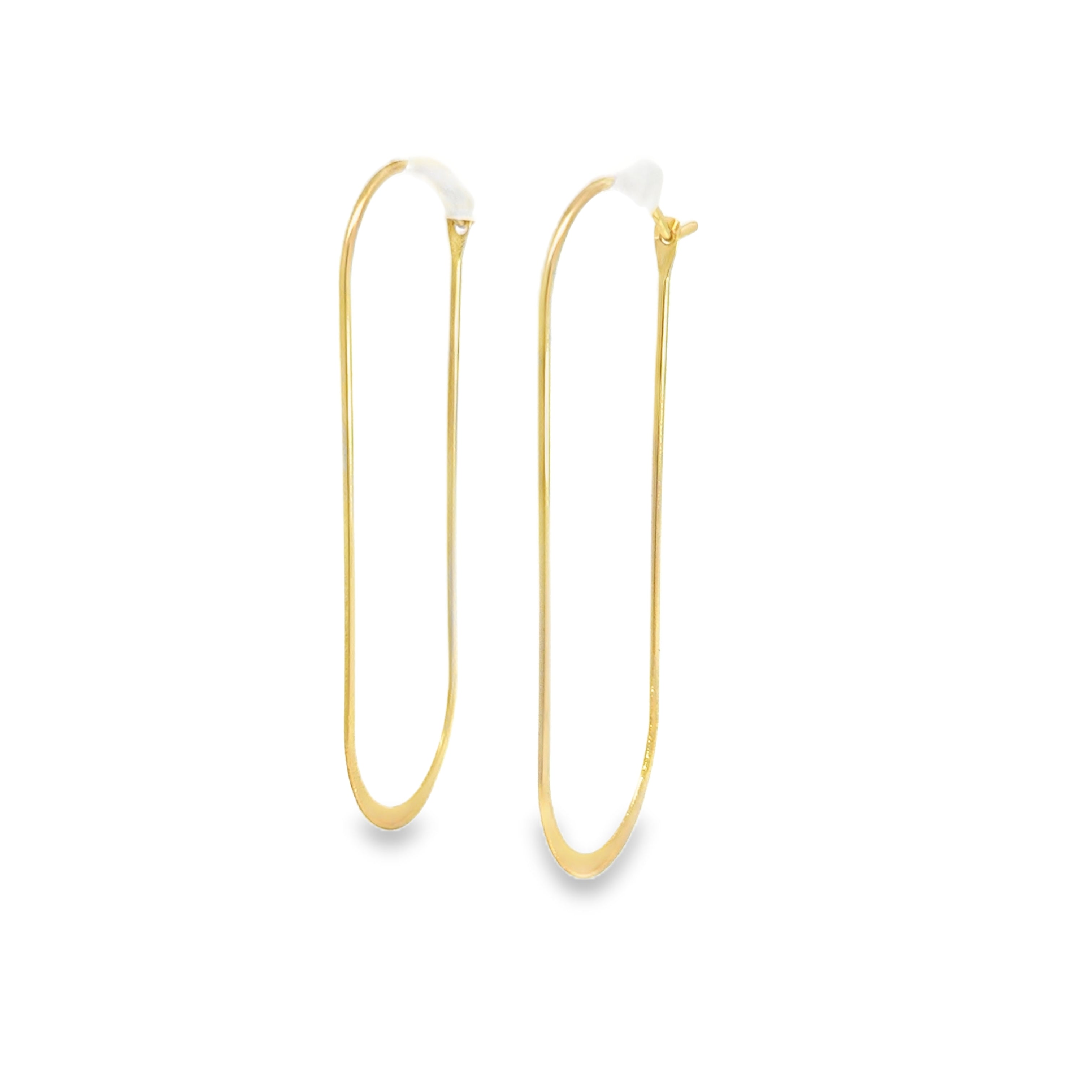 Minimalist Yellow Gold Elongated Hoop Earrings