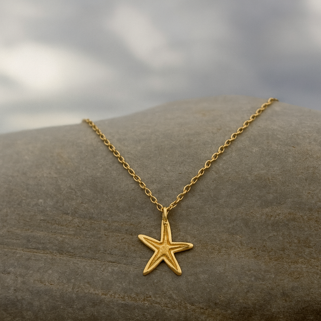 Yellow Gold Starfish Charm Necklace