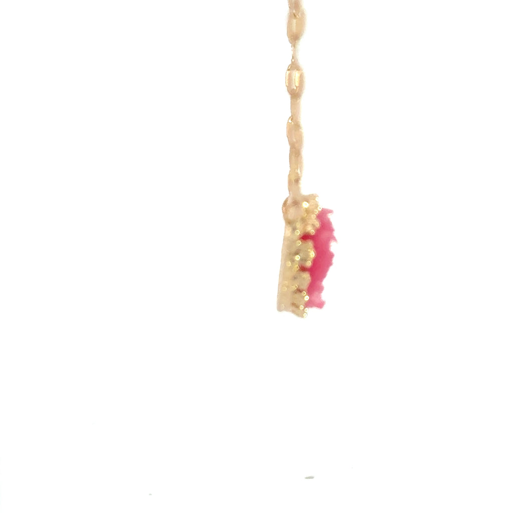 Gold Chain Necklace with Oval Rose Quartz Cabochon Pendant