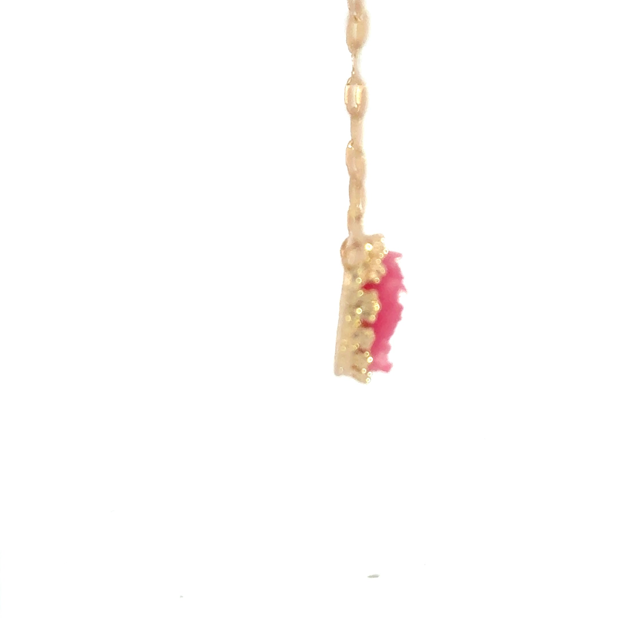 Gold Chain Necklace with Oval Rose Quartz Cabochon Pendant