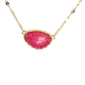 Gold Chain Necklace with Oval Rose Quartz Cabochon Pendant