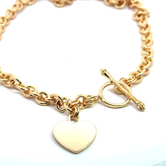 Gold Chain Necklace with Heart Pendant
