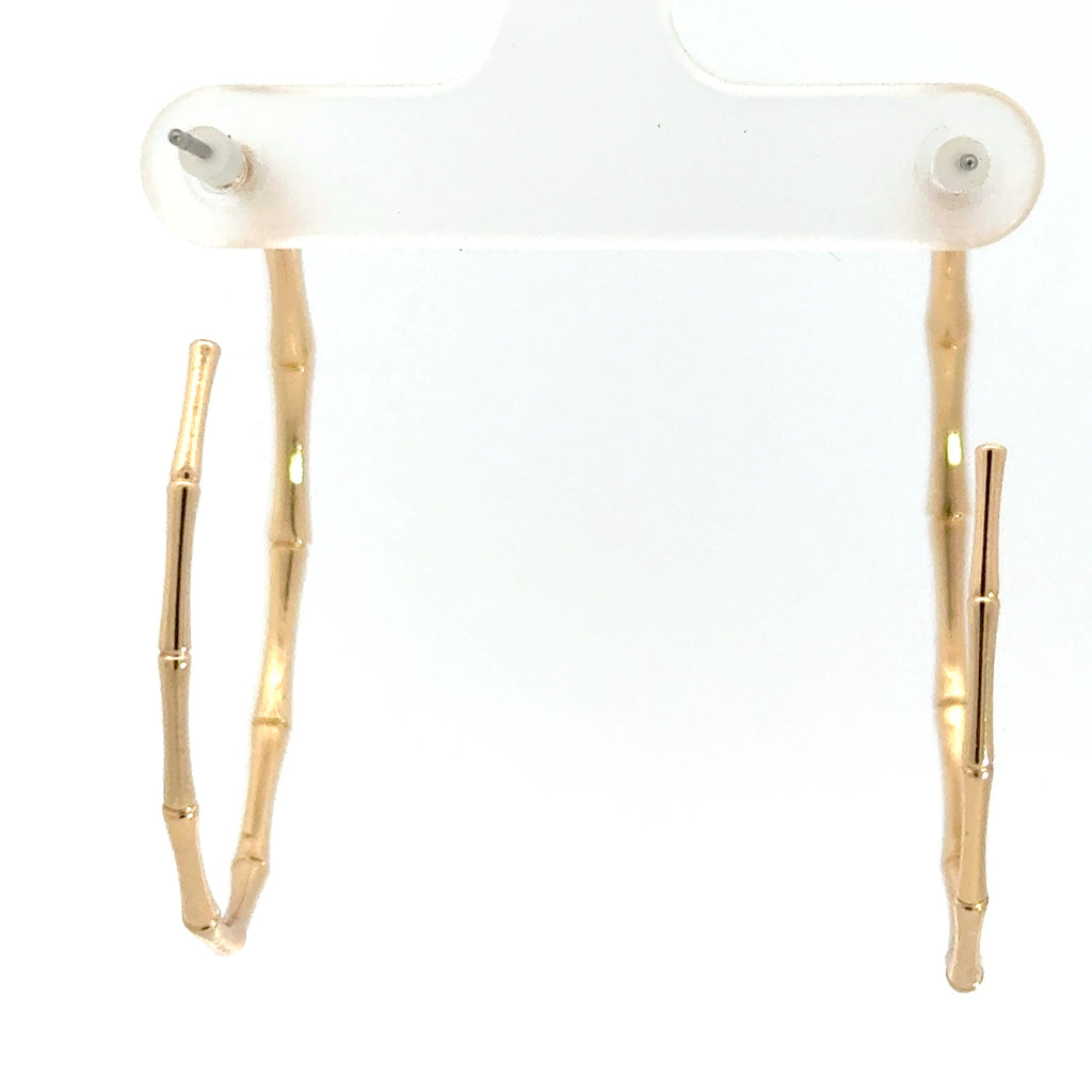 Bamboo Style Gold hoop Earrings
