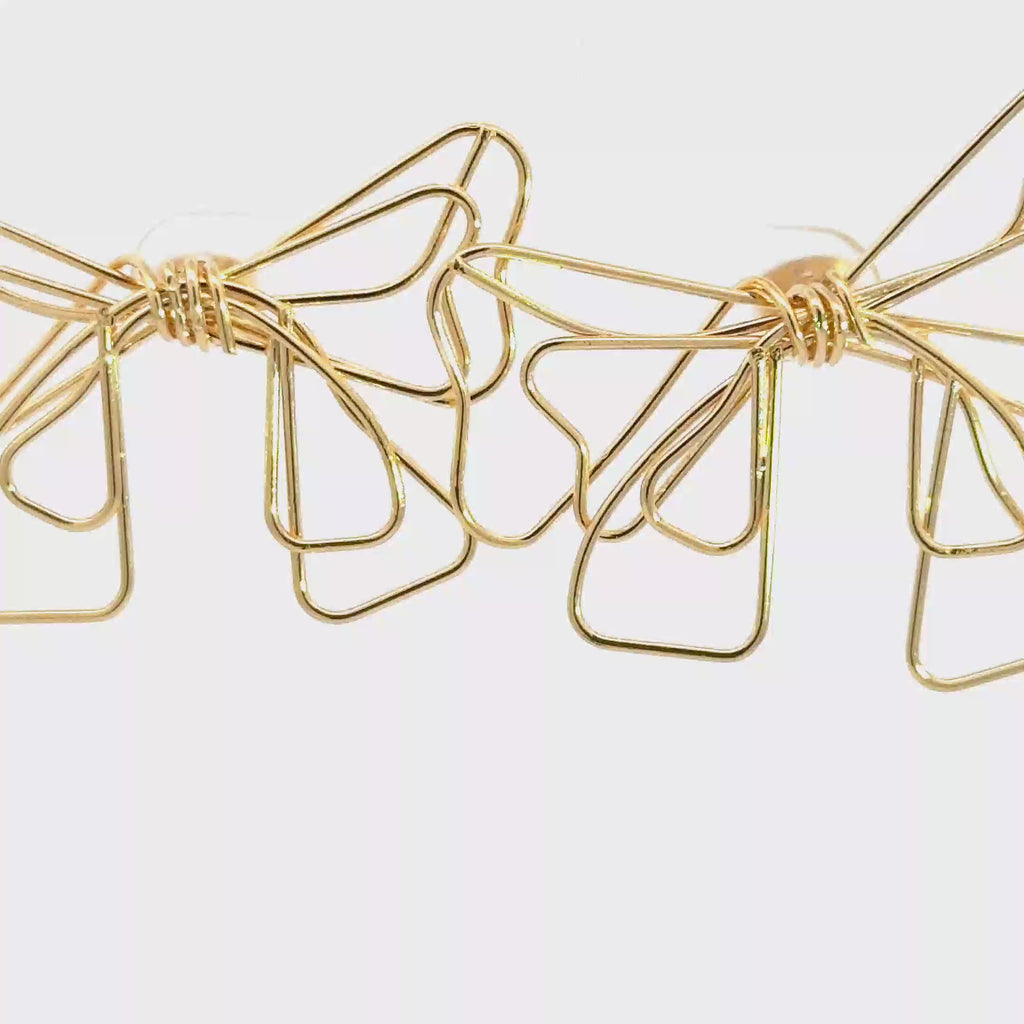 Yellow Gold Bow Stud Earrings