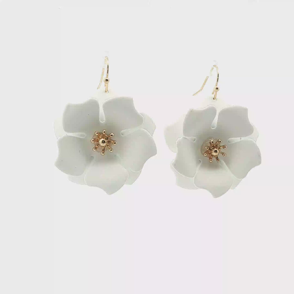 White Floral Drop Earrings