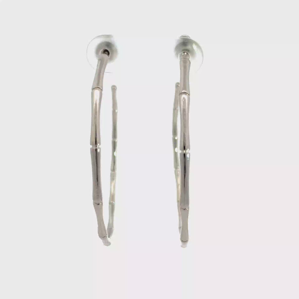 Sterling Silver Bamboo Hoop Earrings