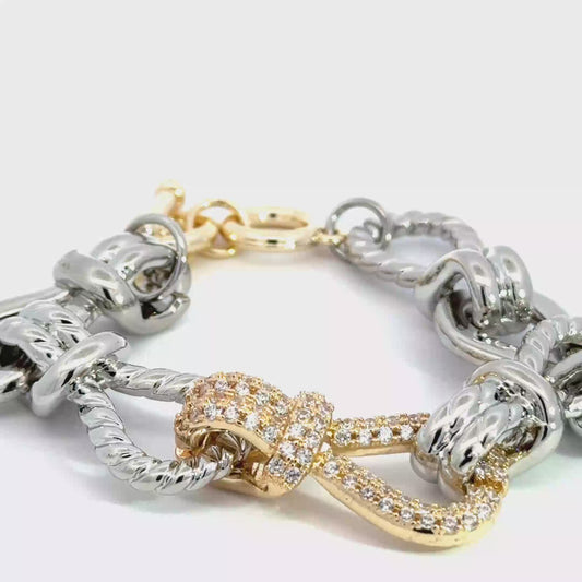 Gold Chain Bracelet with Fancy Yellow Diamond Knot