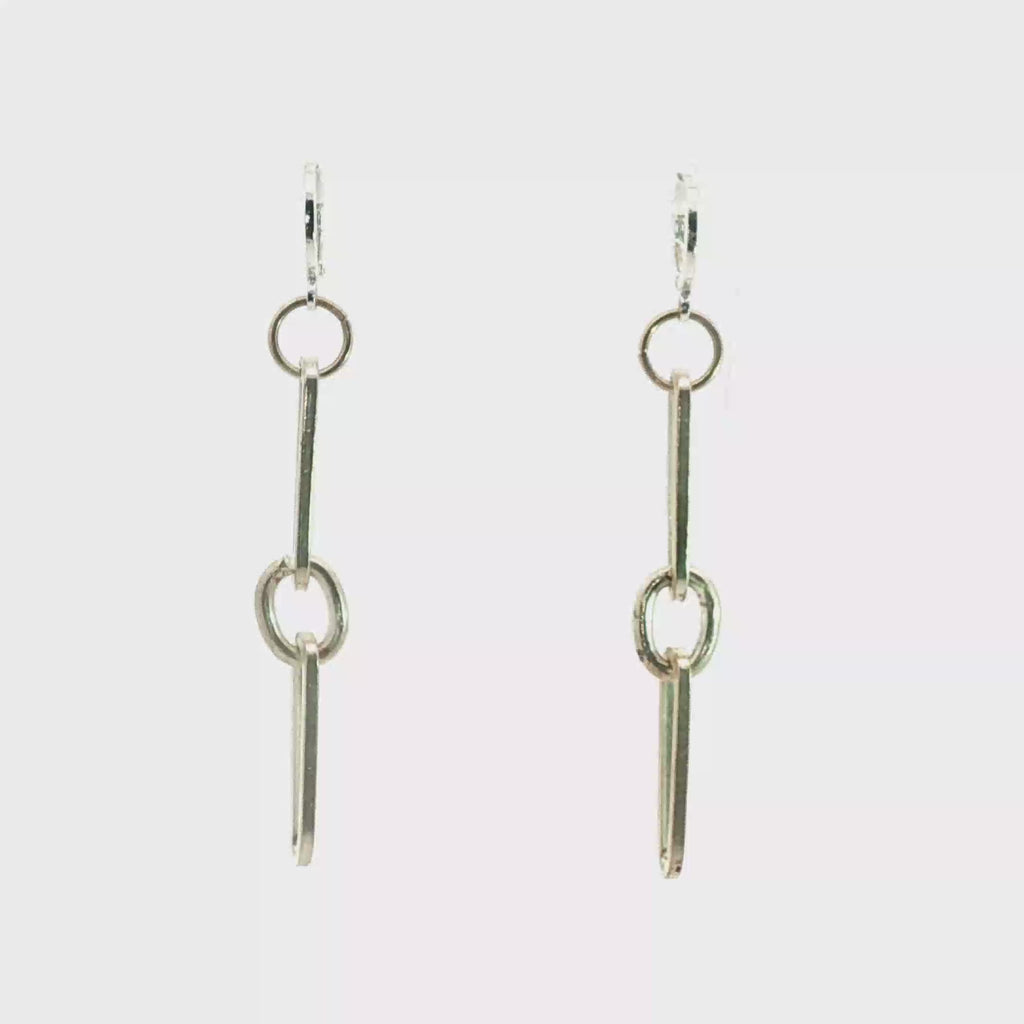 Geometric Link Dangle Earrings in Gold