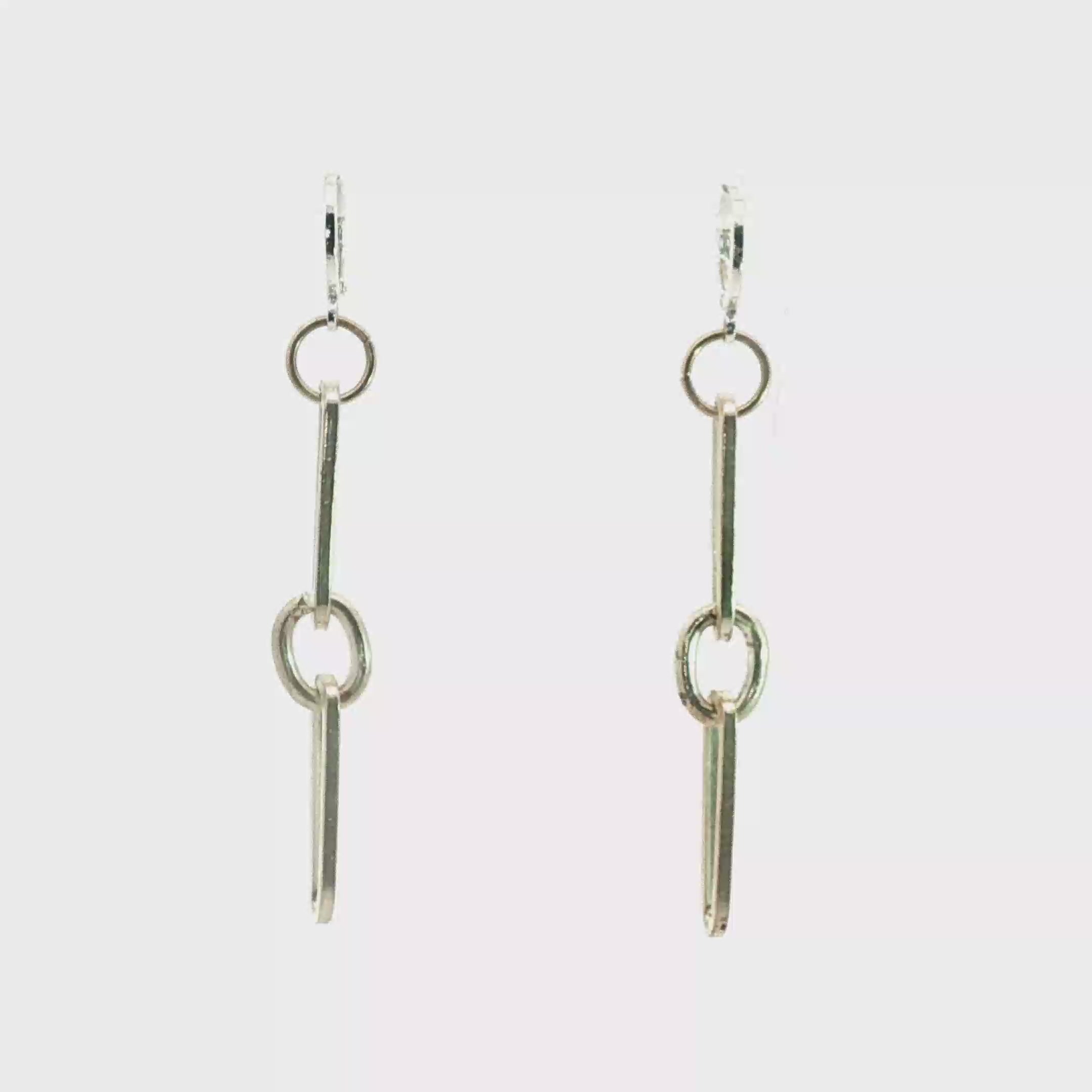 Geometric Link Dangle Earrings in Gold