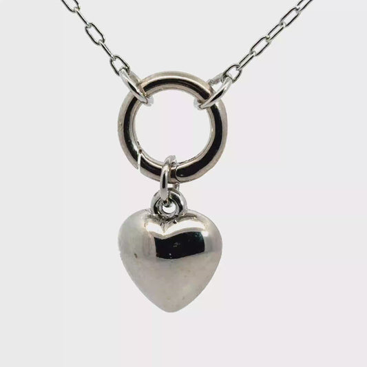 Silver Heart Charm Pendant Necklace