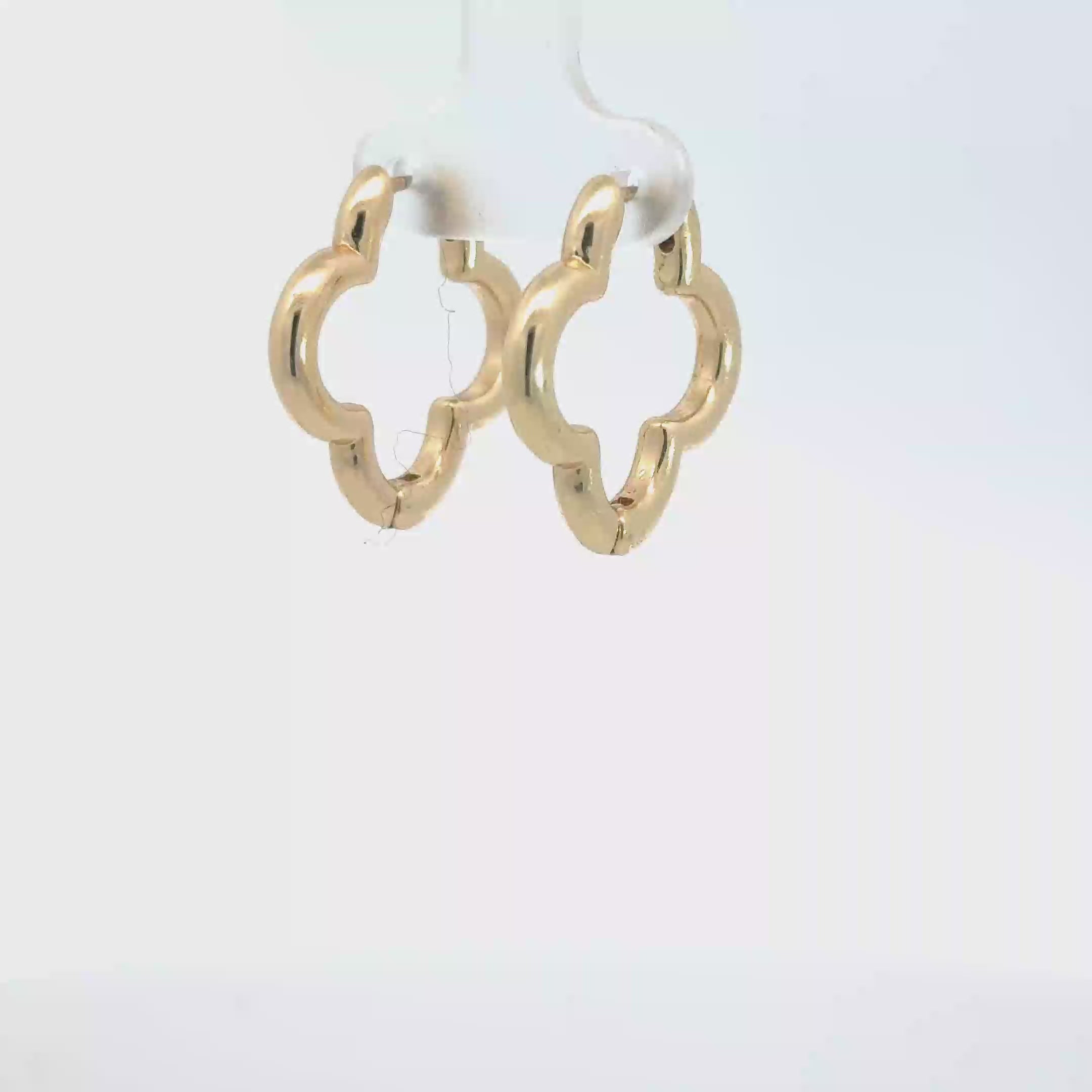 14k Yellow Gold Quatrefoil Hoop Earrings