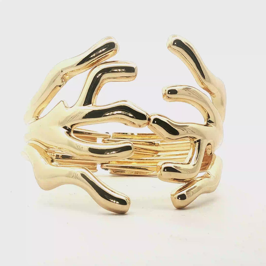 Sculptural Coral Branch Design Yellow Gold Bangle