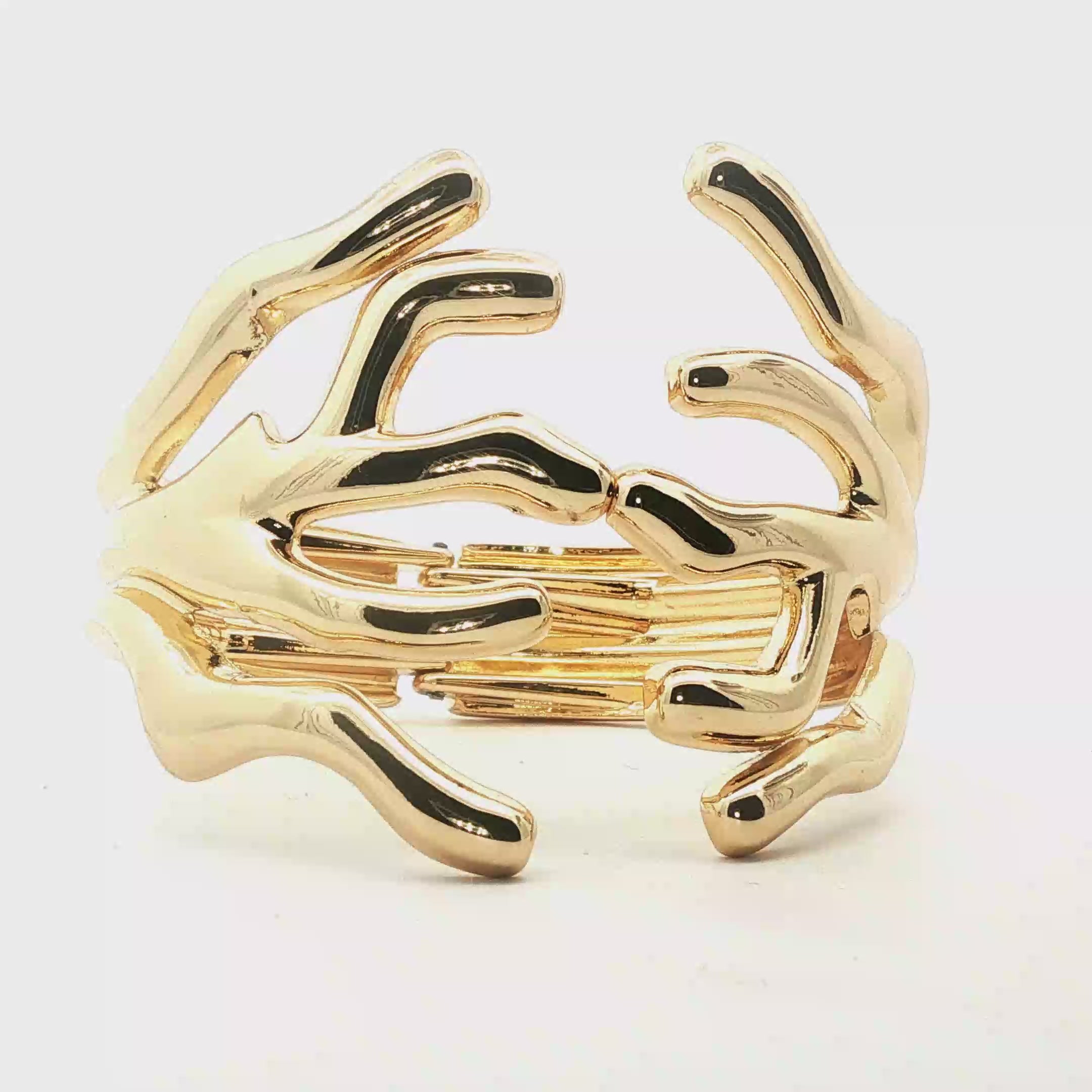 Sculptural Coral Branch Design Yellow Gold Bangle